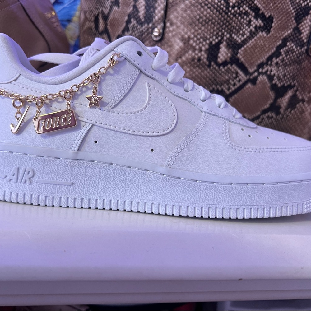 Nike Air Force 1’s with gold charms